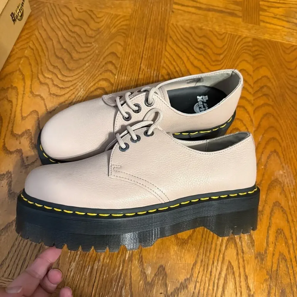 Dr. Martens 1461 Quad II Vintage Taupe Platform Derby Leather Sz Wmns 9 Men 10